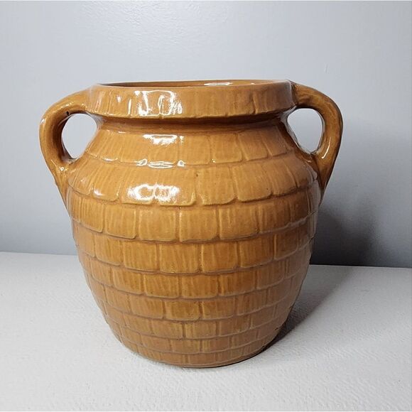 Vintage Cookie Jar Crock Monmouth Western Pottery Co. Cedar Shingle USA No Lid